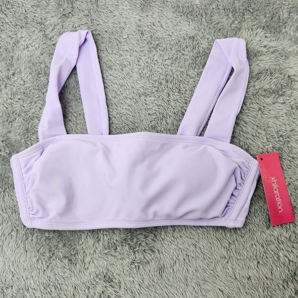 Xhilaration Bikini‎ Top Lavender S Adjustable Tie Back Solid Purple Square Neck